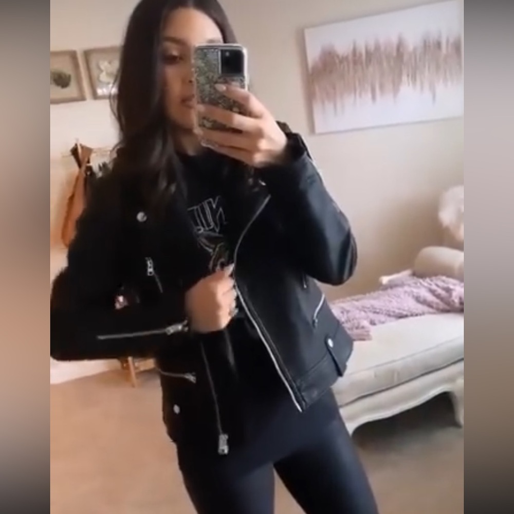 Topshop faux leather biker jacket